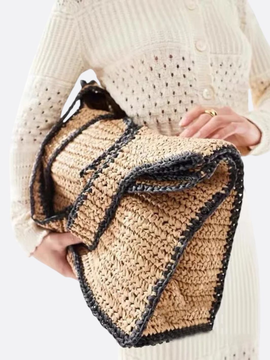 Bolso grande de paja tejida