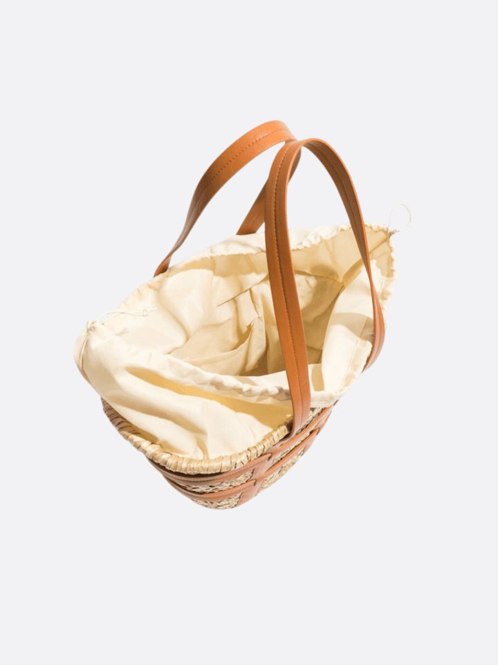 Bolso tote de mimbre y cuero<br> Veyric