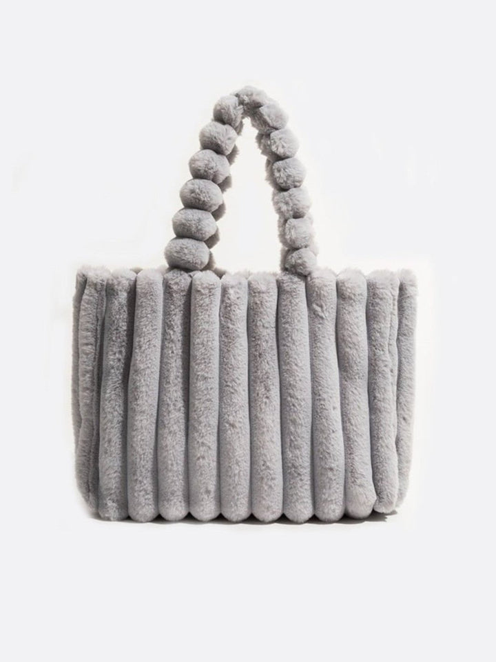 cabas fausse fourrure gris
