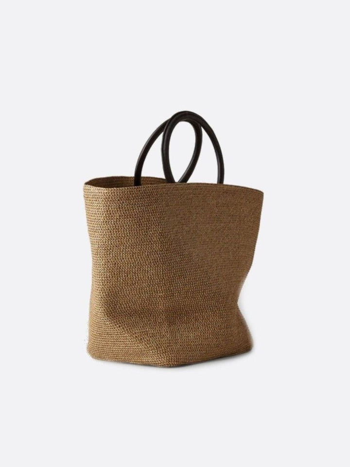 Bolso tote de paja con asas de cuero<br>Circe