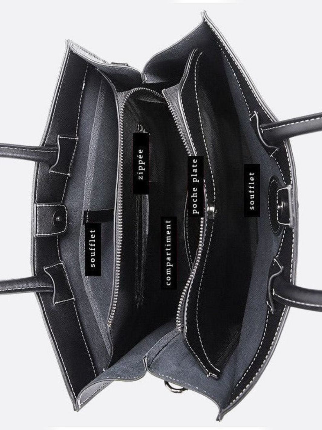 Bolso tote de piel negro<br>Novaro