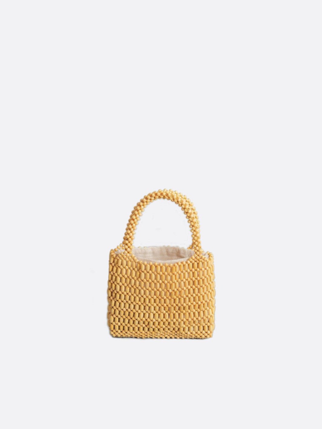 Sac à main en perles de bois jaune moutarde