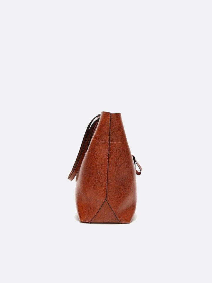 Bolso tote de piel camello<br>Novara
