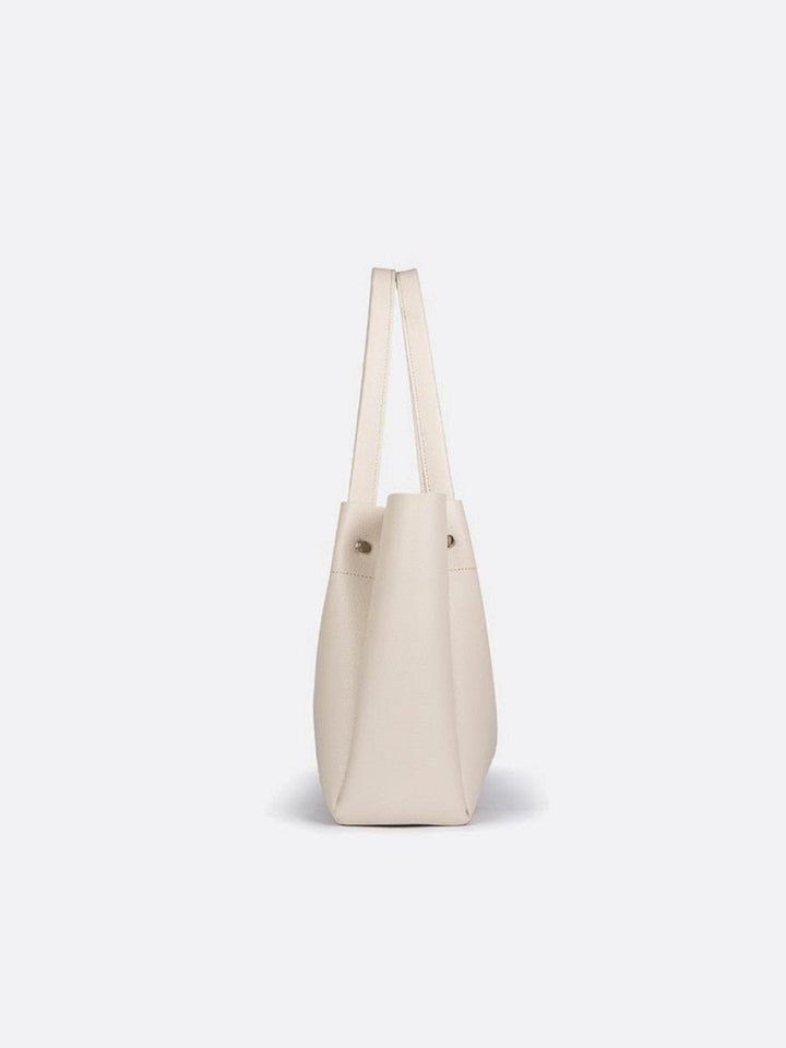 Bolso tote de piel blanca<br> Avellana