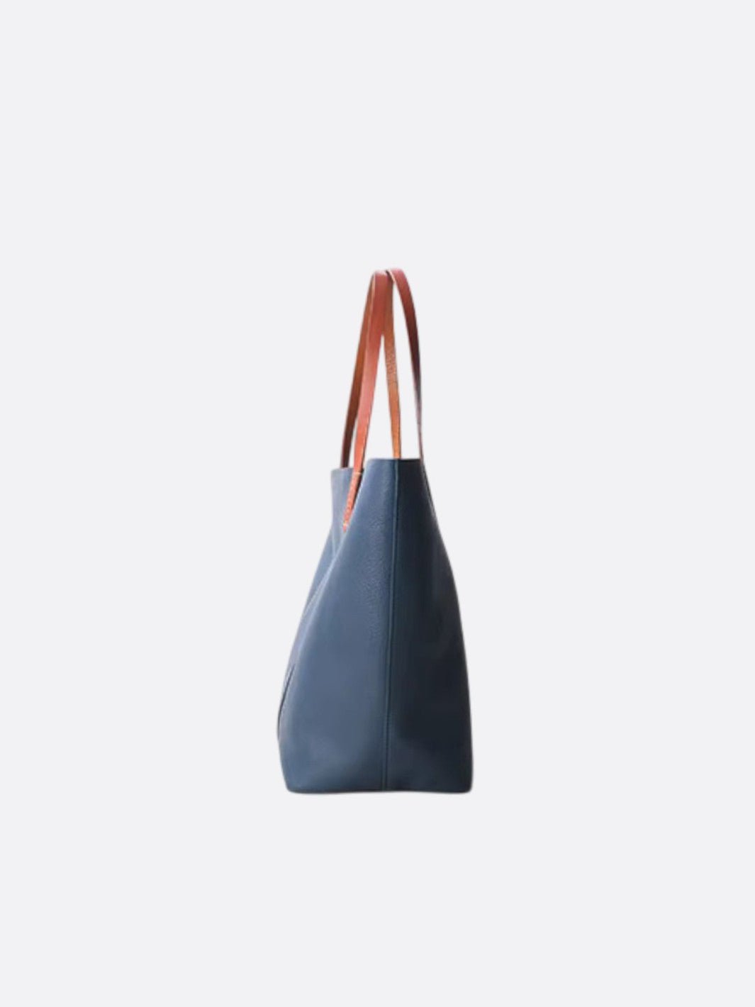 Bolso tote de piel azul marino<br> Guijarro