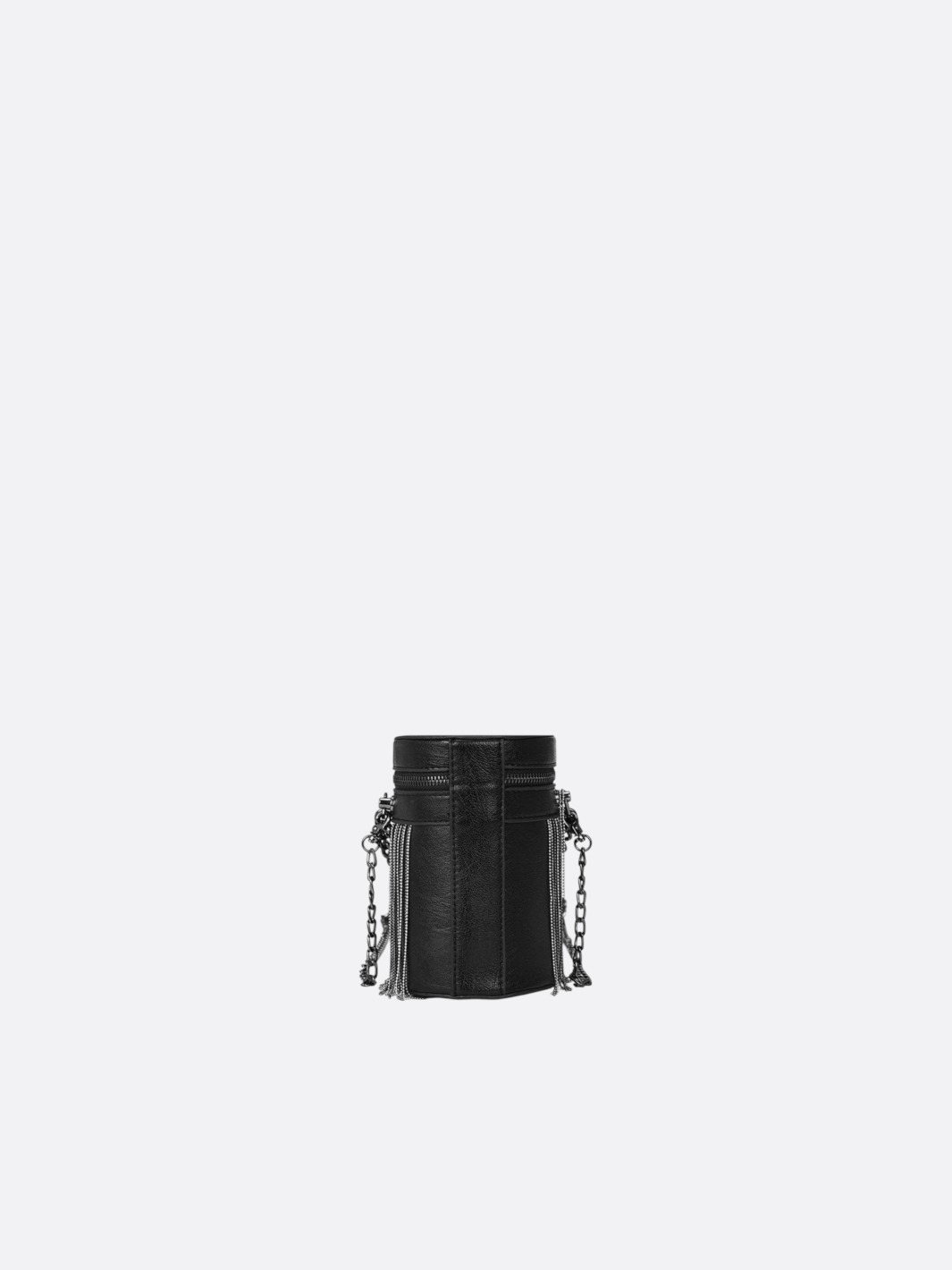Bolso cilíndrico de piel negra<br>Nevada