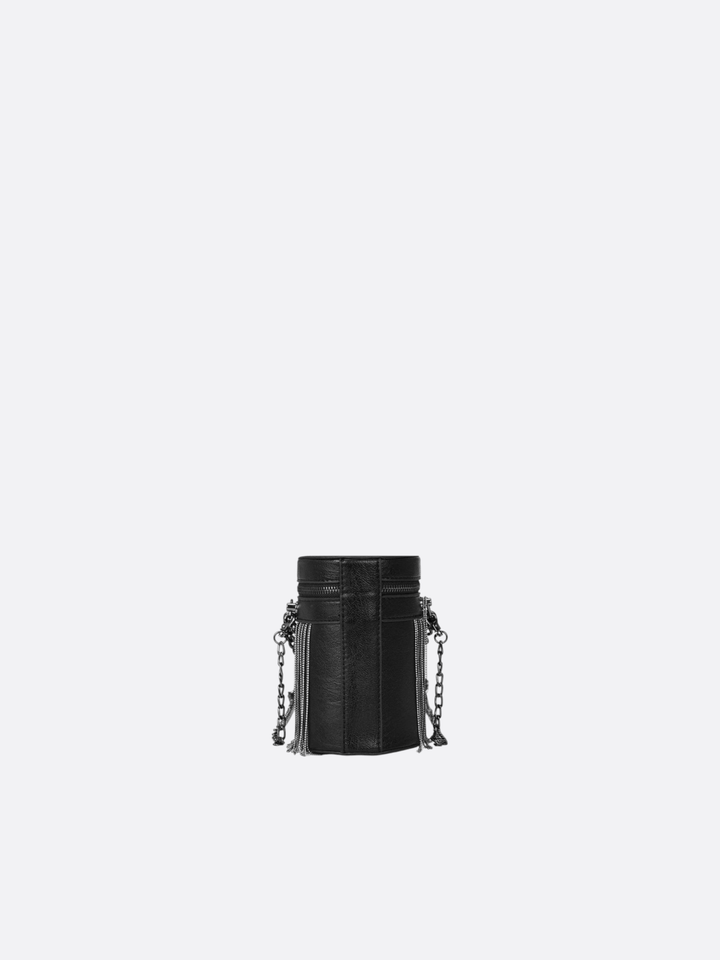 Bolso cilíndrico de piel negra<br>Nevada