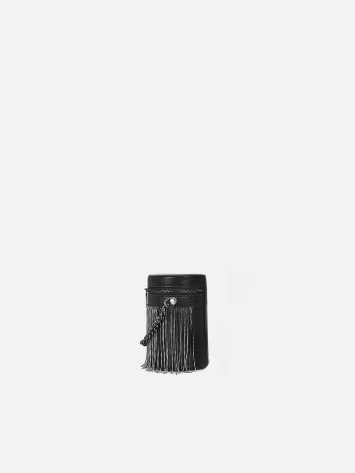 Bolso cilíndrico de piel negra<br>Nevada