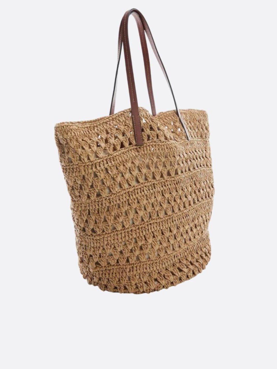 Bolso de paja con asa de cuero<br> Ardea