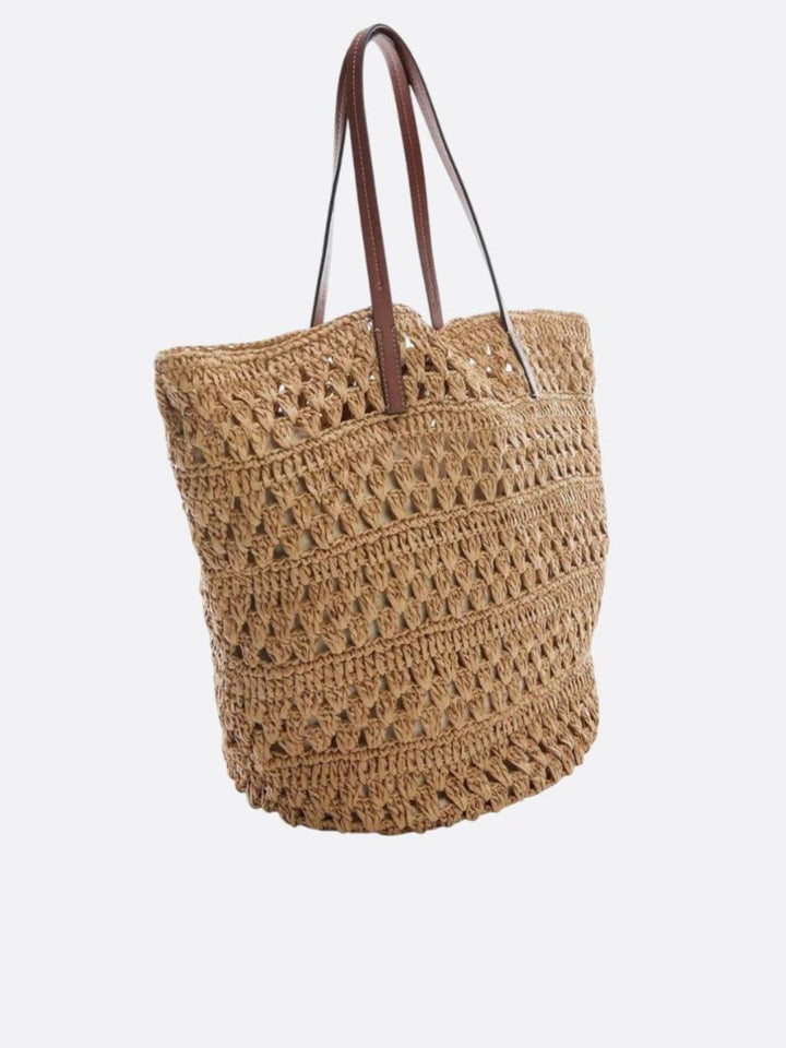 Bolso de paja con asa de cuero<br> Ardea