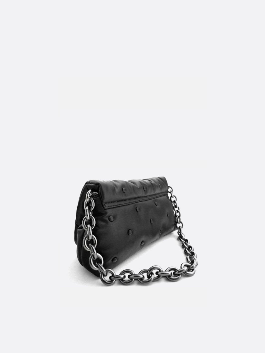 Bolso acolchado negro con correa de cadena para el hombro<br>Noctis