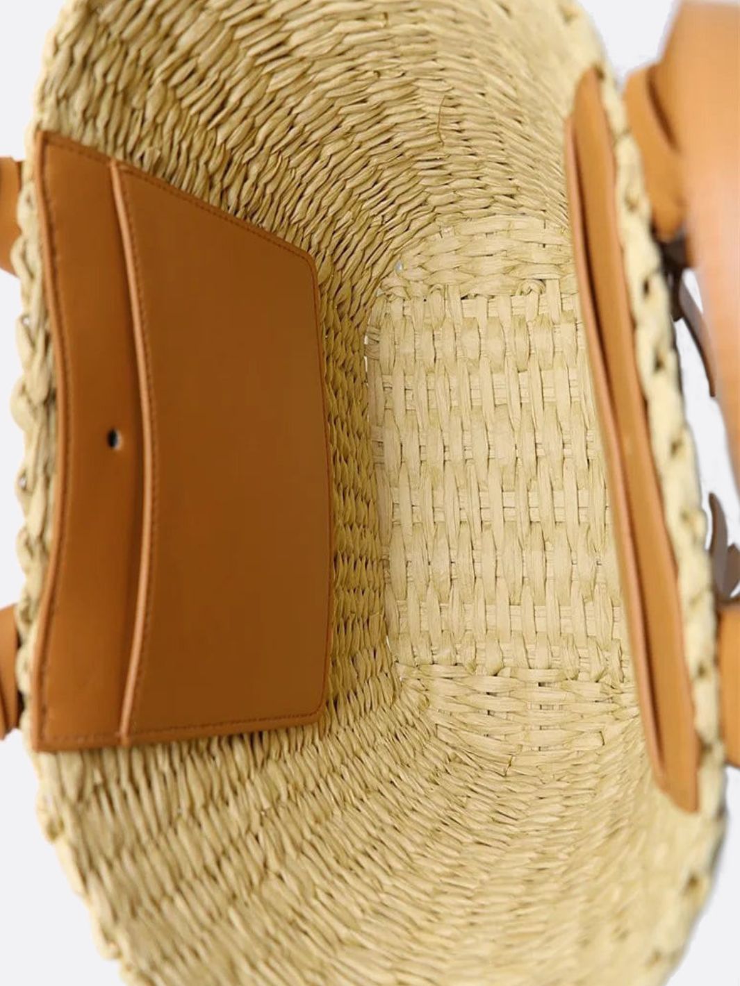 Bolso de mimbre y cuero<br>Cortona