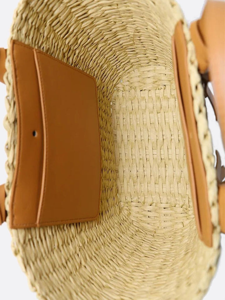 Bolso de mimbre y cuero<br>Cortona