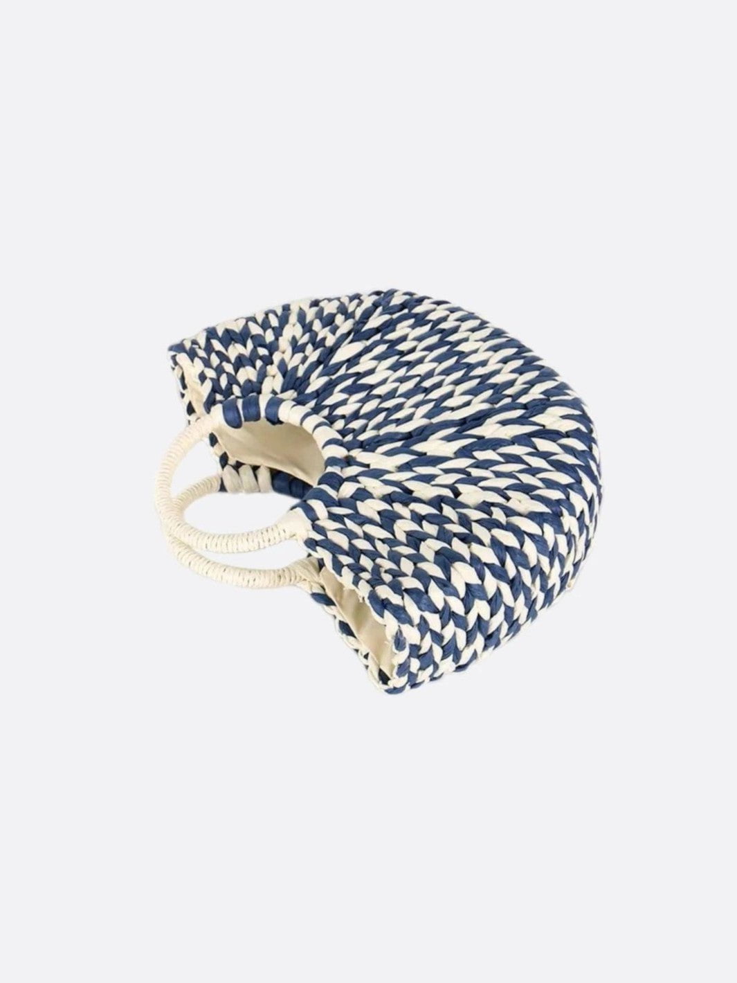 Bolso de mimbre azul y blanco<br>Marina