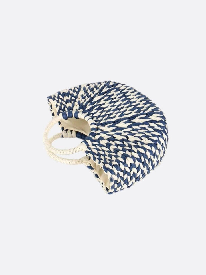 Bolso de mimbre azul y blanco<br>Marina