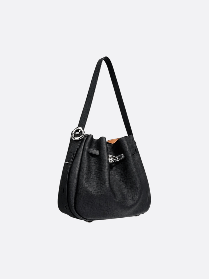 sac seau cuir grainé noir